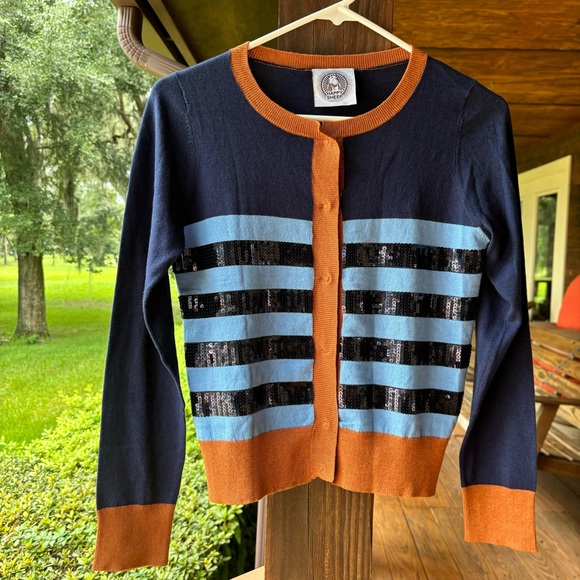 HAPPY SHEEP Stripes & Sequins Cardigan! NWOT! - Picture 1 of 7